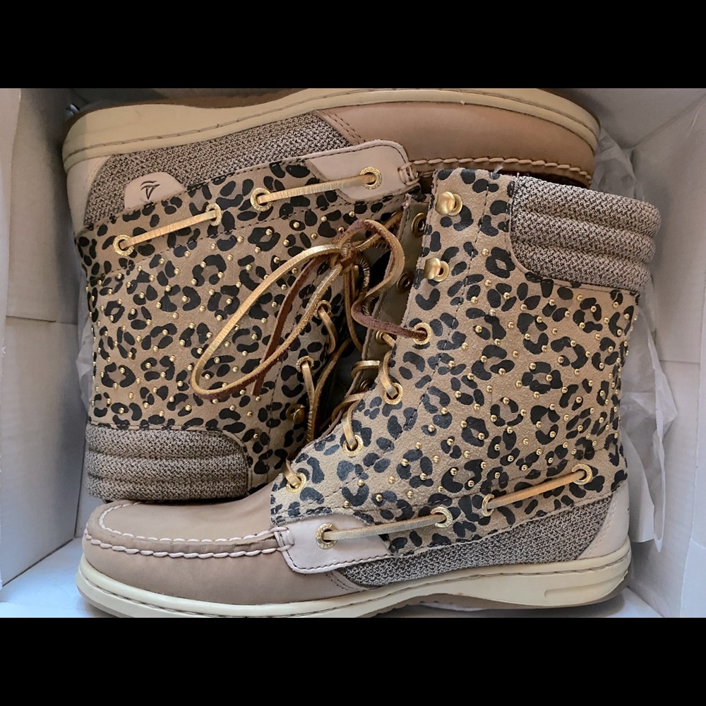 Leopard Sperry Boots